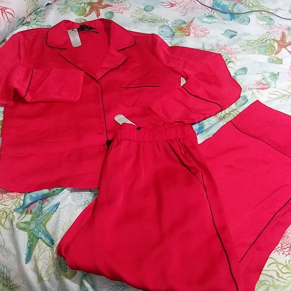 Brand new red pajama set xs top small pant